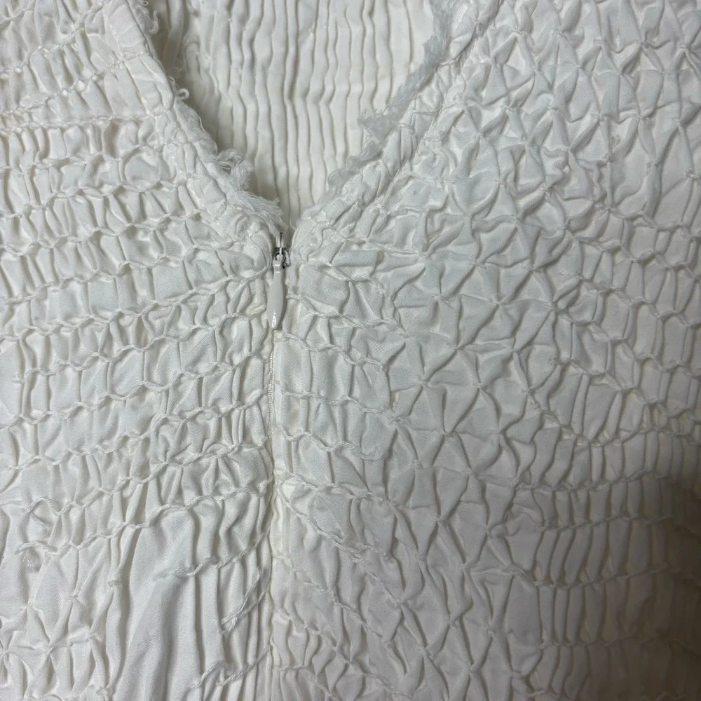 Sea New York Casey Hand Smocked White Long Sleeve Midi Dress Size 12 Large - Picture 4 of 9